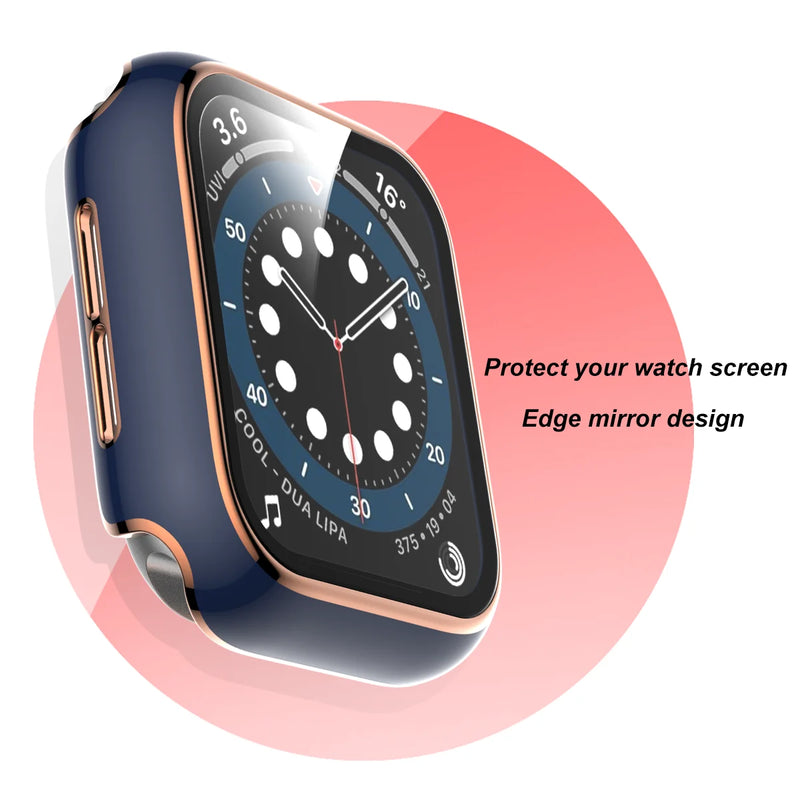 Glass+case For Apple Watch serier 6 SE 5 4 44/40mm Screen Protector cover for apple watch 42mm 38mm bumper iwach 3 2 Accessories