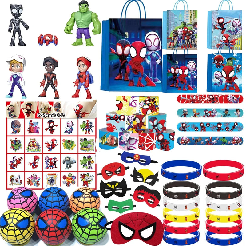 Spiderman festa brinquedos favores tapa pulseira adesivos máscaras favo de mel spidey soprar sacos de presente crianças aniversário pinata presentes brinquedo