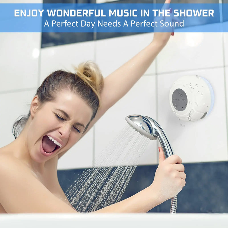 Bluetooth Wireless Portable Shower Waterproof Speaker,Suction Cup Built-in Mic for Phone Tablet Home Bathroom Kitchen Outdoors
