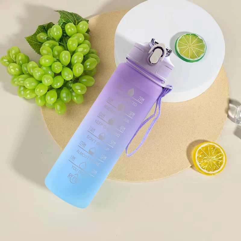 900ml Sports Water Bottle With Time Marker Leak-Proof Cup Motivational Portable Water Bottle For Outdoor Sport Fitness BPA Free