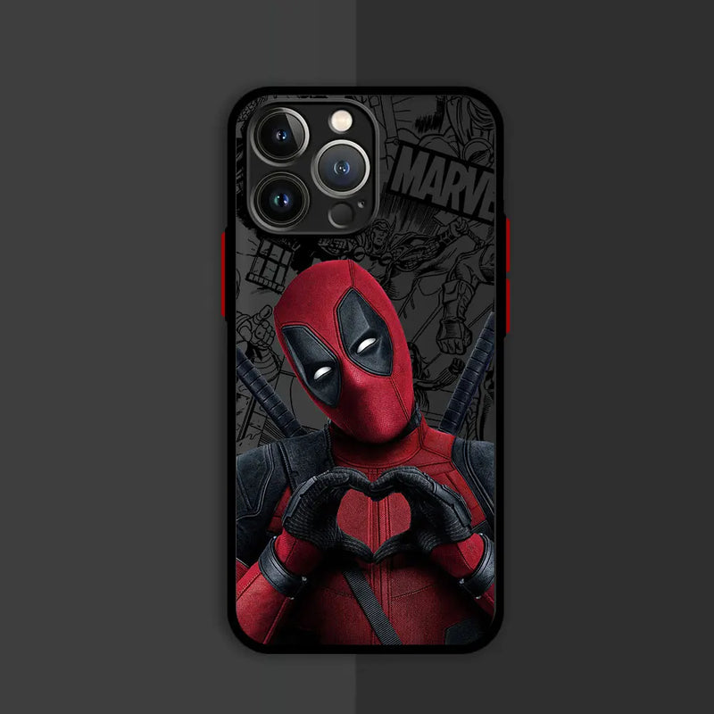Marvel deadpool duro pc luxo fosco capa para iphone  14 plus  13 mini 15 pro max 12 11 pro  12 pro