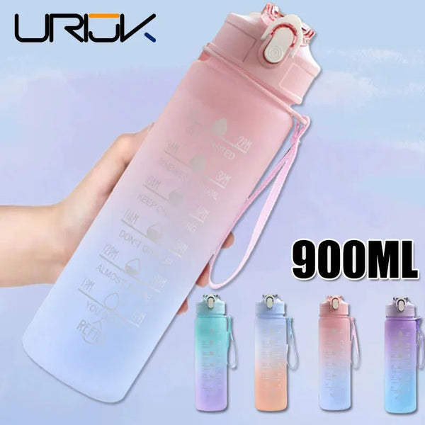 900ml Sports Water Bottle With Time Marker Leak-Proof Cup Motivational Portable Water Bottle For Outdoor Sport Fitness BPA Free
