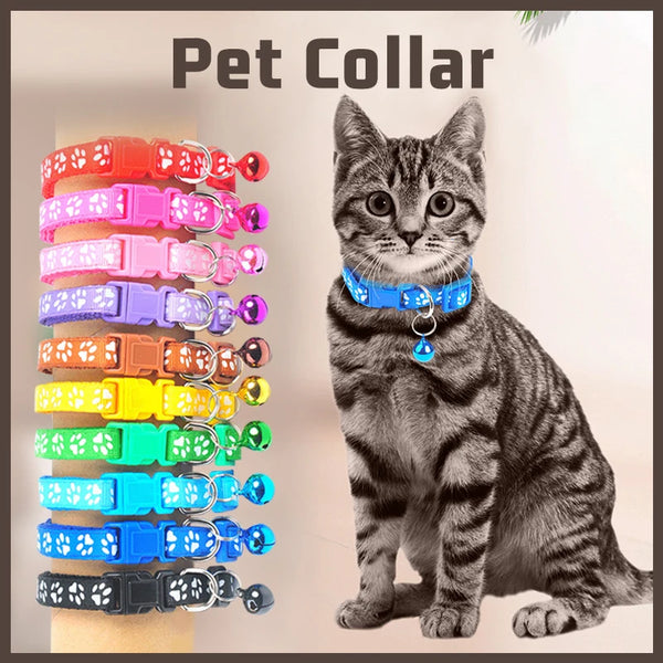 Colar de gato colorido bonito sino colar fivela ajustável coleira de gato pegada personalizada gatinho colar pequeno acessórios para cães