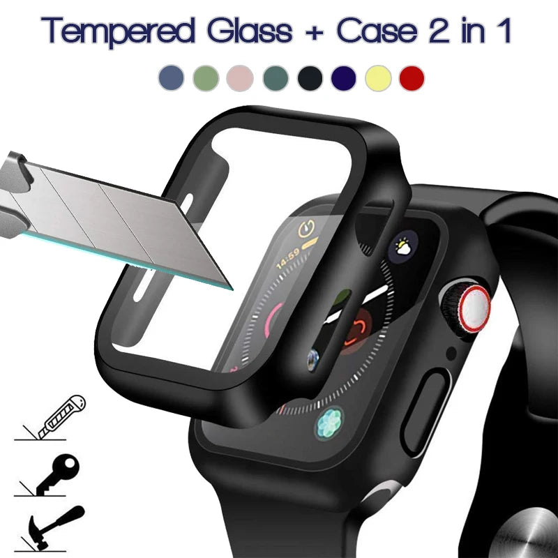 360 full Screen Protector hard Case for Apple watch 9/8/7/6/SE/5/4/3/2 cover Tempered glass film for iwatch 41MM 45MM 40MM 44MM