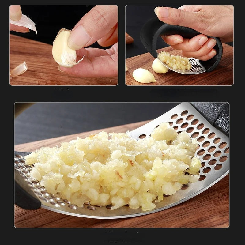 Garlic Press Garlic Masher Manual Ring Garlic Peeler Manual Simple Strong Stainless Steel Food Grinder Kitchen Tool Accessories