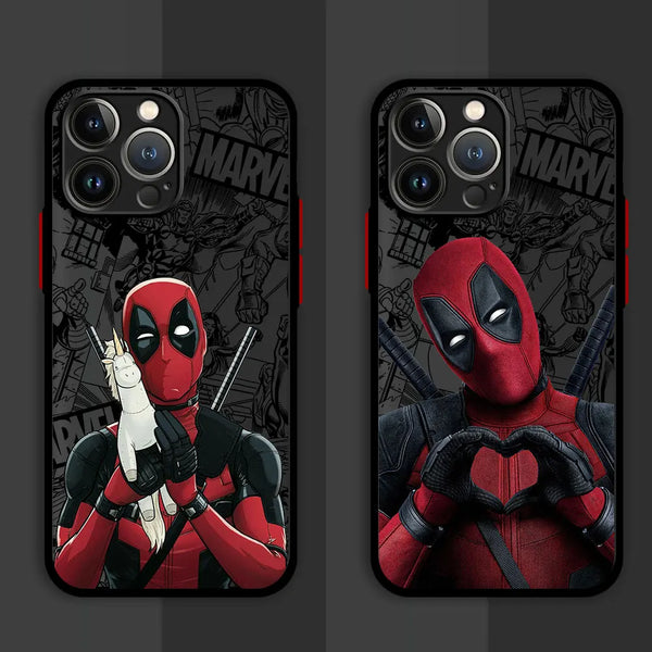 Marvel deadpool duro pc luxo fosco capa para iphone  14 plus  13 mini 15 pro max 12 11 pro  12 pro