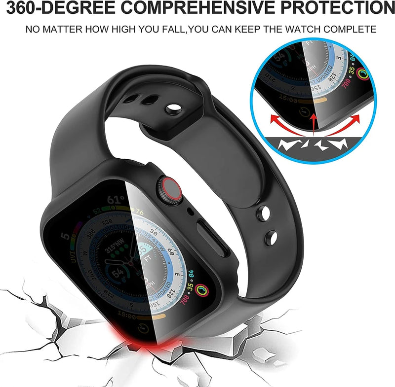Vidro + capa para apple watch case 8 7 6 se 5 3 iwatch accessorie privacidade protetor de tela apple watch série 44mm 40mm 41mm 45mm 42mm 38mm