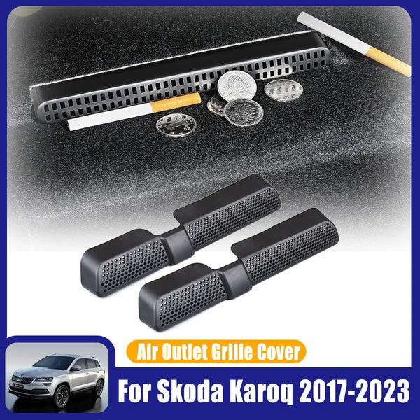 Para skoda karoq 2017-2023 2019 2020 2021 acessórios do carro sob-assento saída de ventilação de ar cobre protetores anti-bloqueio condicionador