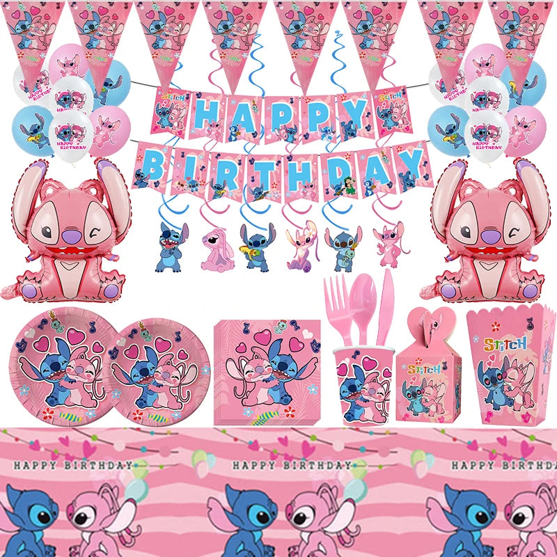 Disney rosa ponto decorações de festa de aniversário menina talheres descartáveis balão bolo topper toalhas de mesa suprimentos chá de bebê