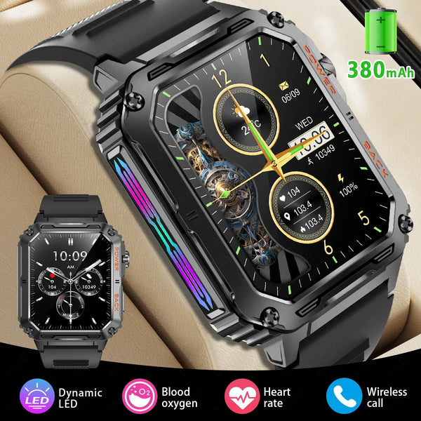 2024 Colorful Breathing Light Smart Watch Outdoor Sports Waterproof USB Bracelet Bluetooth Call For Android IOS Smartwatch Men
