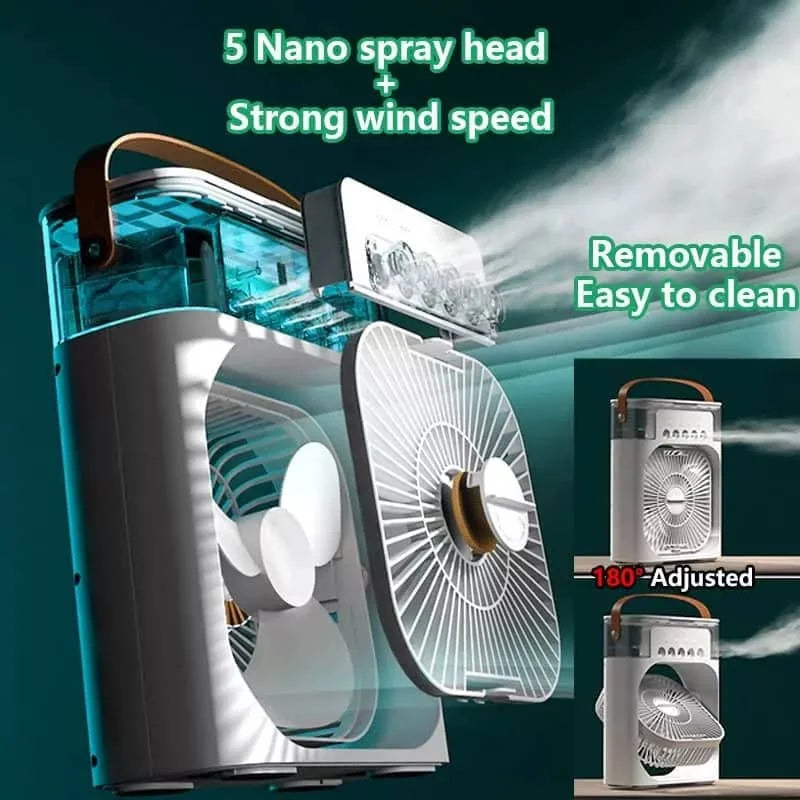 Ventilador portátil condicionadores de ar usb ventilador elétrico led night light água névoa diversão 3 em 1 umidificador de ar para casa