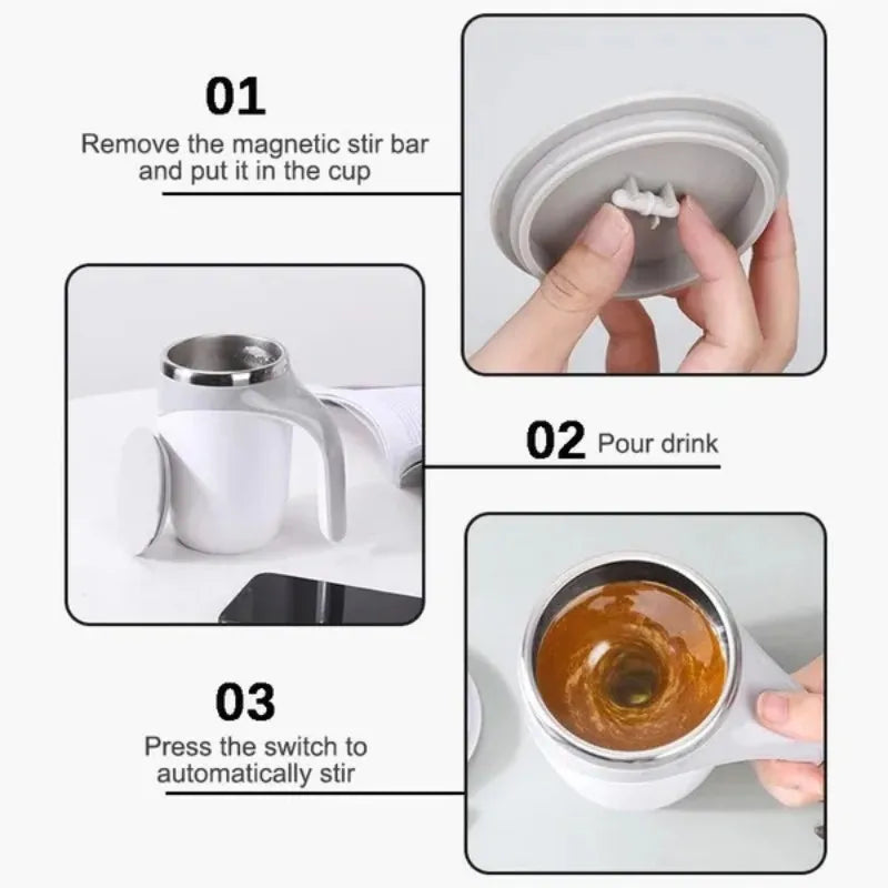 1PC Rechargeable Electric Automatic Stirring Magnetic Mug 380ml Stainless Steel Mixer Coffee Milk Mixing Cup Perfect For Home