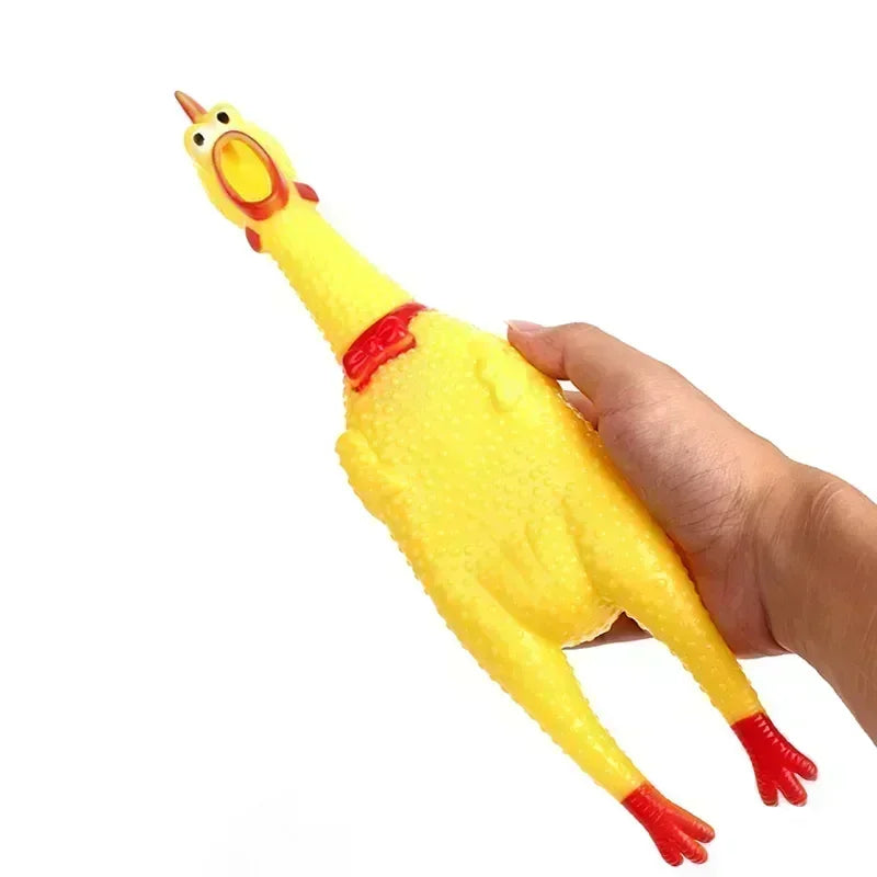 Novo brinquedo do guincho do cão de estimação gritando frango espremer cão mastigar brinquedo durável e divertido escape de borracha amarela frango 17cm 31cm 40cm brinquedos