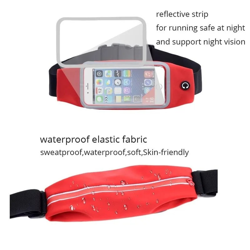 Running Case Belt Cintura Pack Travel Zip Pouch Phone Pack Belt Sport Case Waterproof Fanny Pack Atacado Sólido